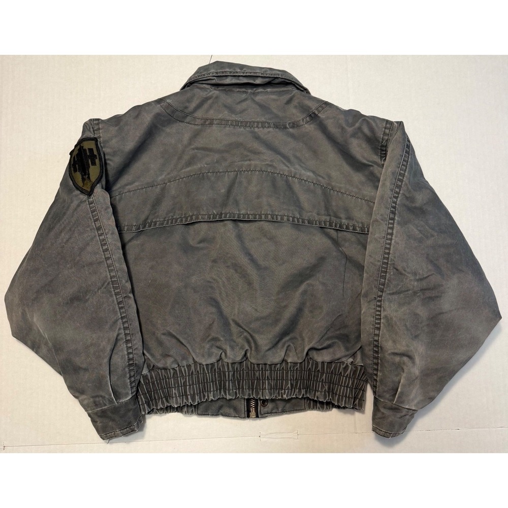VTG Urban Equipment Kids Gray Nylon Bomber Flight Jacket Distressed Patches - Picture 2 of 10